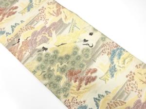 アンティーク　舟に松・鶴模様織り出し丸帯（着用可）